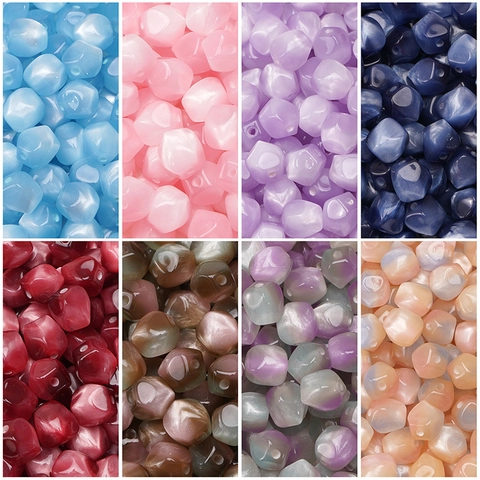 Octagonal Resin Cat Eye Loose Beads Faceted Marble Texture Geometric Spacers For Jewelry Making DIY Bracelets Necklaces Handicraft Accessories