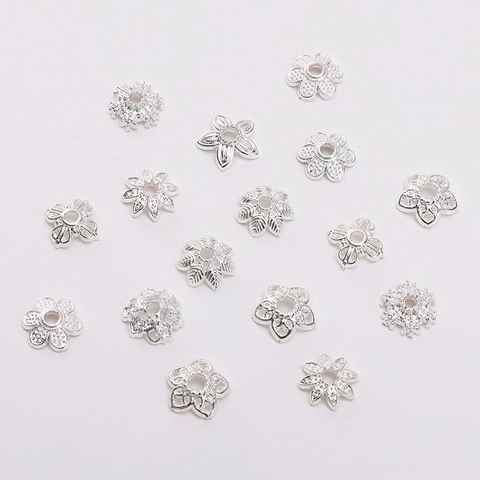 Alloy Flower Bead Caps Spacer Beads Silver Floral Spacers Components For DIY Jewelry Making Bracelet Necklace Findings Accessories