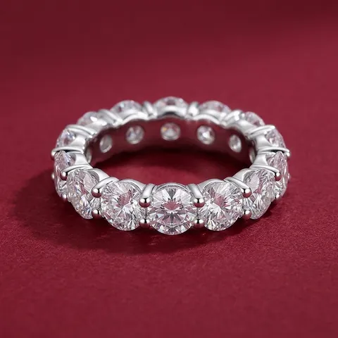 Anello Eternity Band in Argento Sterling S925 con Moissanite per Uomo e Donna Anello Minimalista con Moissanite con Certificato GRA Confezione Regalo Gioielli di Moda