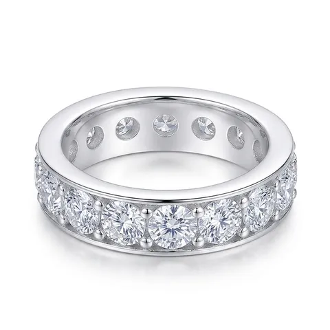 S925 Sterling Silver D Color Moissanite Eternity Ring For Women Men Luxurious Inlaid Full Round Moissanite Band Engagement Jewelry