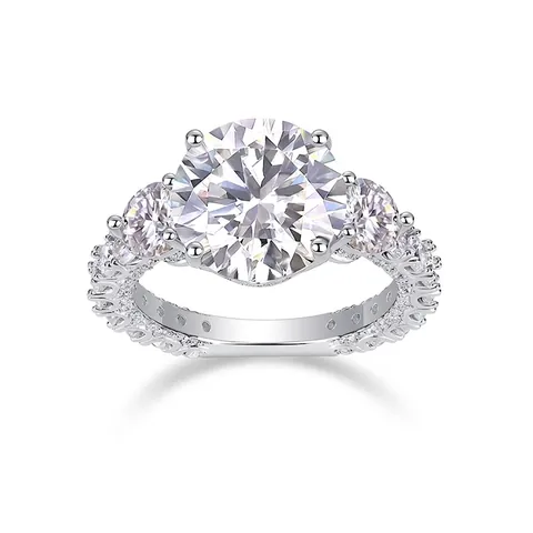 Luxus 5 Karat Rundschliff Moissanit Ring 925 Sterlingsilber Drei-Steine Verlobungsring Für Damen Schmuck Geschenk