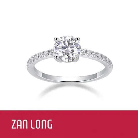 Luxury 925 Sterling Silver Moissanite Lab Grown Diamond Ring Platinum Plated Round Cut Engagement Wedding Jewelry For Women