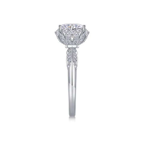 Moissanit S925 Sterlingsilber Ring Für Damen Eleganter Halo Krone Verlobungsring Luxus Strahlender Schmuck Hochzeit Braut Geschenk