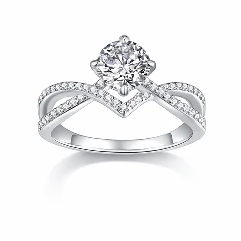 Luxury S925 Sterling Silver Lab Grown Diamond Ring Double Row Cross Twist Moissanite Engagement Wedding Rings For Women Jewelry