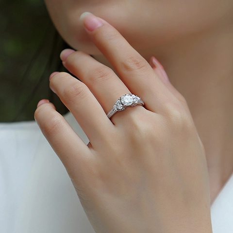 S925 Sterling Silver 1 Carat Lab-Grown Diamond Moissanite Proposal Engagement Ring Luxury Wedding Jewelry For Women