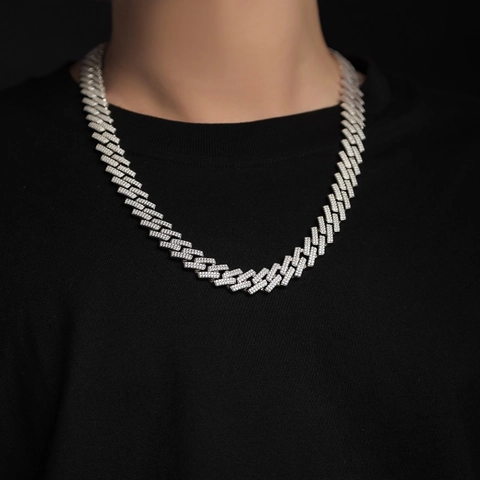 Luxury 925 Sterling Silver Moissanite Cuban Link Necklace For Men Women Iced Out Hip Hop Inlaid Chain Electroplated Jewelry