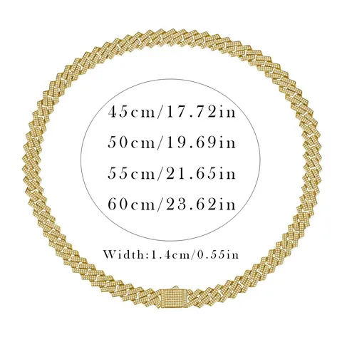 Luxury 925 Sterling Silver Moissanite Cuban Link Necklace For Men Women Iced Out Hip Hop Inlaid Chain Electroplated Jewelry