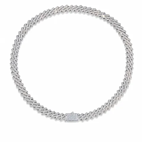 Luxury 925 Sterling Silver Moissanite Cuban Link Necklace For Men Women Iced Out Hip Hop Inlaid Chain Electroplated Jewelry