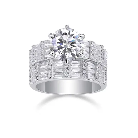 S925 Argent Sterling Moissanite Ensemble De Bagues Pour Femmes Luxe Taille Brillant Rond Empilable Mariage Bijoux