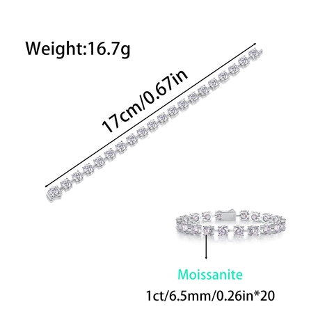 Moissanit Tennis Armband S925 Sterlingsilber Rundschliff Labordiamant Gliederkette Weißgold Plattiert Schmuck Für Damen