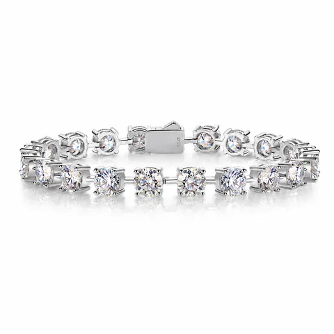 Moissanit Tennis Armband S925 Sterlingsilber Rundschliff Labordiamant Gliederkette Weißgold Plattiert Schmuck Für Damen