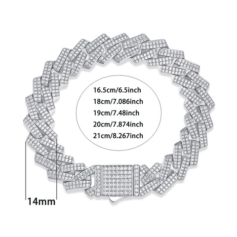 925 Sterling Silver Moissanite Cuban Link Bracelet For Men Women Iced Out Hip Hop Jewelry Gold White Gold Plated