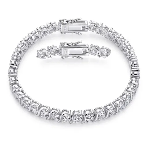 Luxury S925 Sterling Silver Moissanite Tennis Bracelet For Men Women Hip Hop Sparkling Round Cut Electroplated Hand Chain Jewelry Gift