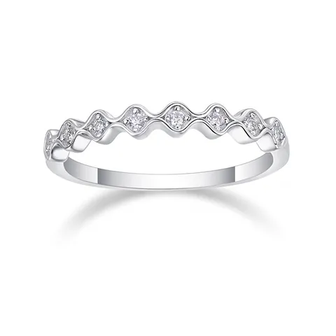 925 Sterling Zilver Moissaniet Golf Ring Voor Vrouwen Minimalistische Geschulpte Eternity Vinger Ring Bruiloft Jubileum Sieraden