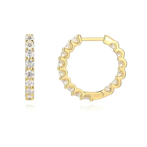 Pendientes de Aro de Moissanita de Lujo Con Poste de Plata de Ley 925 Bañado en Oro de 18K Pendientes Redondos Mujer