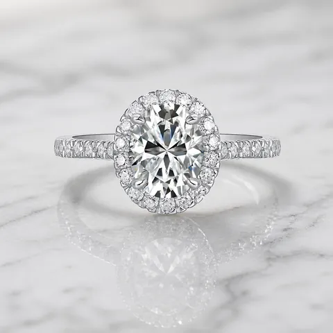 Luxury Oval Cut Moissanite Halo Ring S925 Sterling Silver 18K Gold Plated Engagement Wedding Ring For Women Fine Jewelry