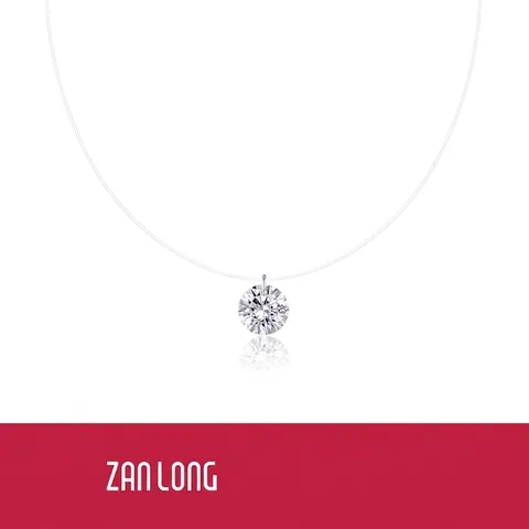 Collar con Colgante de Lágrima de Sirena de Plata de Ley 925 Moissanita Collares de Línea Transparente Invisible Minimalista para Joyas de Mujer
