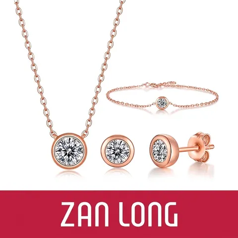 Set di Gioielli in Argento Sterling S925 Con Moissanite Collana Orecchini a Bottone Bracciale Incastonatura a Castone Colore D VVS Gioielli Donna