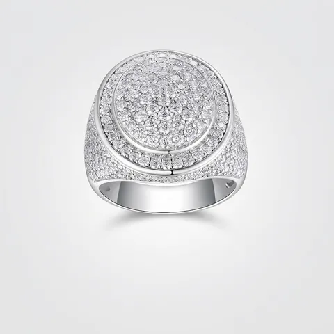 Luxury Men Iced Out Moissanite Ring 925 Sterling Silver 18K White Gold Plated Hip Hop Pave Round Band Ring With GRA Certificate Gift Box