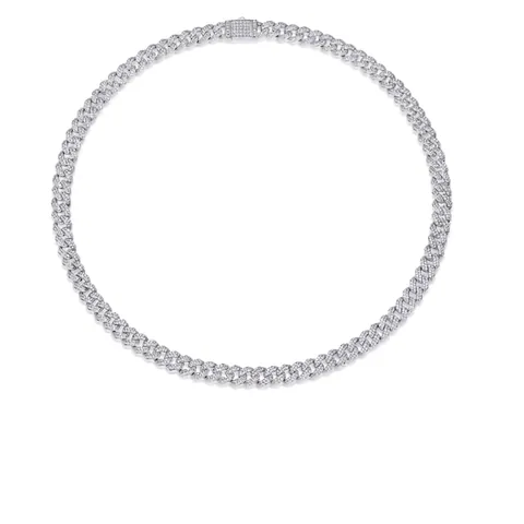 Hip Hop 925 Sterling Silver Moissanite Cuban Link Necklace Iced Out Full Pavé Exquisite Trendy Chain Necklace For Unisex