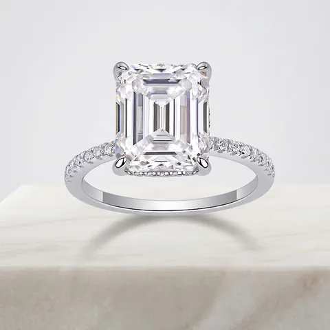 Anillo de Lujo de Plata de Ley 925 con Moissanita Corte Princesa Cuadrado Incrustado Moda Personalidad Joyería para Mujer Boda Compromiso