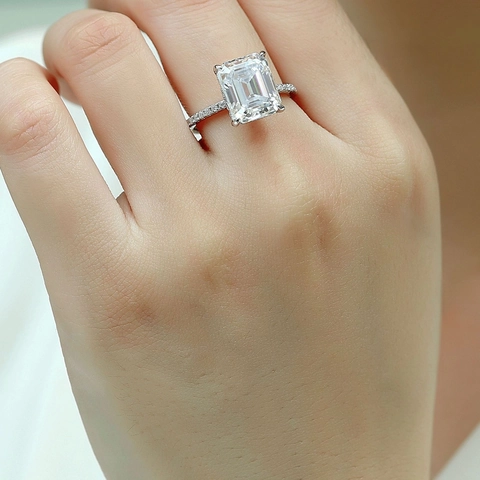Luxury 925 Sterling Silver Moissanite Ring Princess Cut Square Inlaid Ring Fashion Personality Jewelry For Women Wedding Engagement
