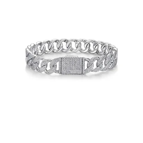 Luxurious 925 Sterling Silver Moissanite Cuban Link Bracelet Full Iced Out Hip Hop Bracelet Unisex Jewelry With GRA Certificate