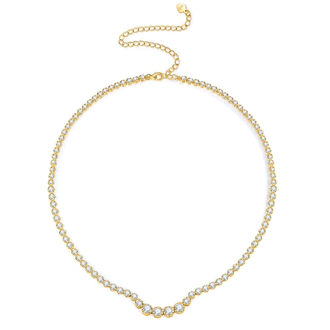 Luxus 925 Sterlingsilber Moissanit Tennis Halskette Für Damen Gradient Rundschliff D Farbe VVS1 Diamant Gliederkette Schmuck