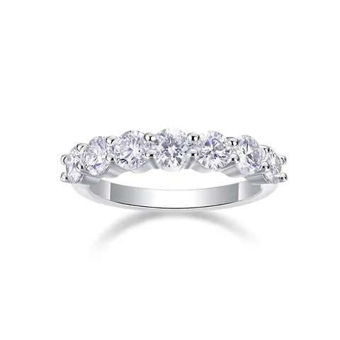 S925 Sterling Silver Moissanite Ring Luxury Seven Stone Row Eternity Ring For Women Engagement Wedding Anniversary Jewelry