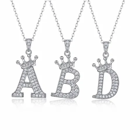 925 Sterling Zilveren Kroon Initiaal Ketting Voor Vrouwen D Kleur Moissaniet Hanger Met GRA Certificaat Sieraden Cadeau