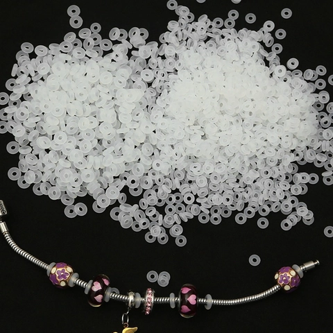 Anneaux de Butée en Silicone Perles d'Espacement Antidérapantes Pour Bracelet Chaîne Serpent Collier DIY Bijouterie Accessoire Blanc Transparent