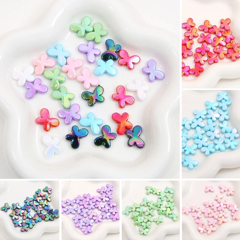 Acrylic Iridescent Beads Plated Color Butterfly Heart Lips Bow Shapes DIY Loose Beads For Jewelry Making Bracelet Necklace