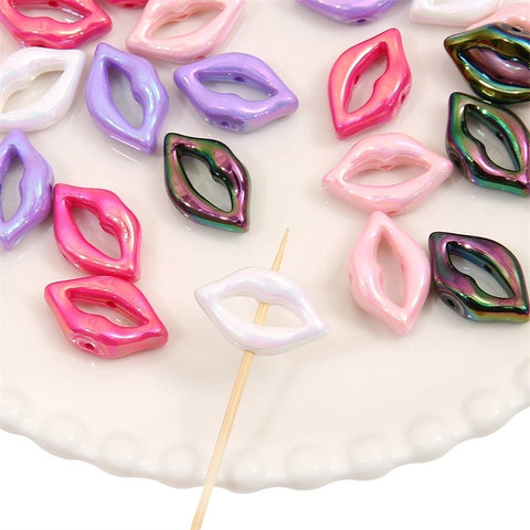 Acrylic Iridescent Beads Plated Color Butterfly Heart Lips Bow Shapes DIY Loose Beads For Jewelry Making Bracelet Necklace