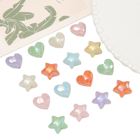 Perline Iridescenti in Acrilico a Forma di Stella e Cuore per Creazione Gioielli Fai da Te Bracciale Collana Ciondolo Telefono Colori Pastello