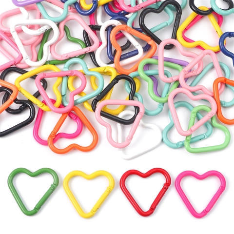 Heart Shaped Alloy Lacquered Carabiner Multicolor DIY Keychain Accessory Backpack Clip Hook For Outdoor Daily Use