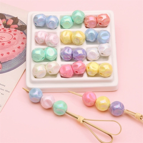 Irregular Fig Acrylic Beads Rainbow Color Plated Macaron Beads For DIY Bracelet Necklace Clothing Accessories Loose Beads