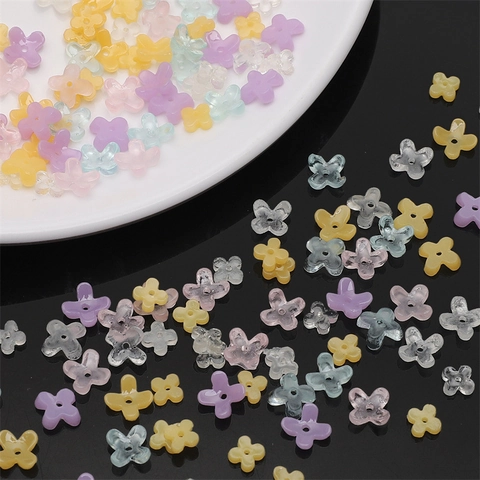 Resin Flower Beads Small Four Petal Flower Spacer Beads For DIY Jewelry Making Bracelet Necklace Earring Accessories