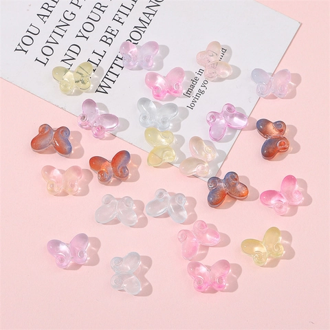 Colorful Butterfly Shape Glass Beads Handmade Frosted Lampwork Loose Beads DIY Jewelry Accessories For Bracelet Necklace