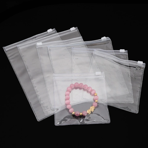Transparente PVC Kunststoff Gleitverschluss Beutel Schmuck Zubehör Verpackung Lagerung Beutel Wiederverwendbare Verschlussbeutel