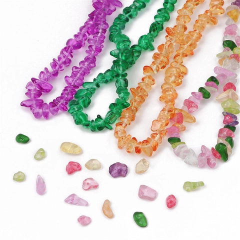 Irregular Glass Chip Beads Strand Transparent Colorful Gravel Loose Beads For Handmade DIY Bracelet Necklace Jewelry Accessories