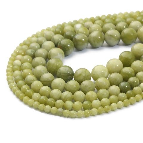 Natural Stone Southern And Lemon Jade Round Beads For DIY Jewelry Making Smooth Polished Loose Beads Accessory