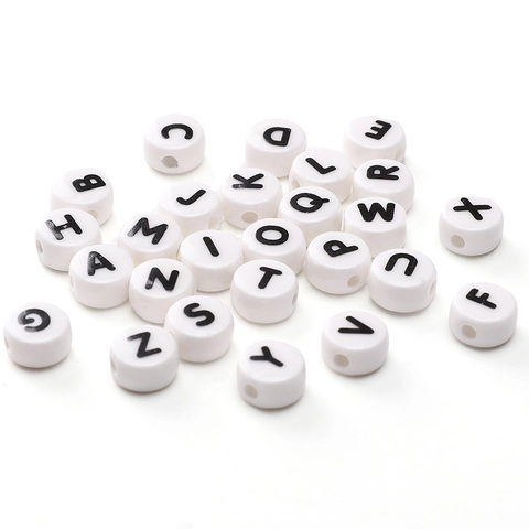 White Ceramic Alphabet Letter Beads For DIY Jewelry Making Bracelet Necklace Flat Round Spacer Beads Handmade Accessories