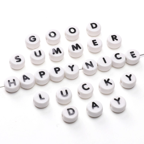 White Ceramic Alphabet Letter Beads For DIY Jewelry Making Bracelet Necklace Flat Round Spacer Beads Handmade Accessories
