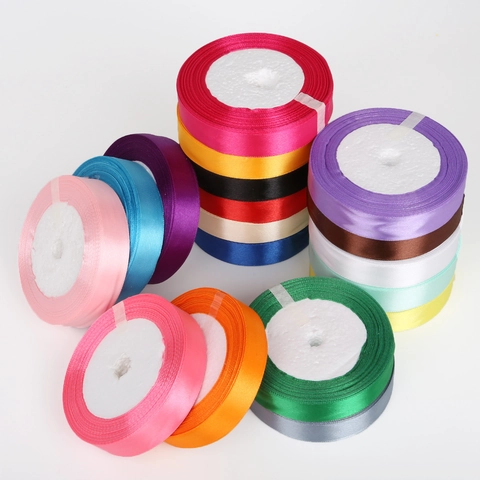 Solid Color Satin Ribbon Roll For DIY Jewelry Making Gift Wrapping Bow Hair Clips Craft Decorations Multicolor Polyester Ribbons