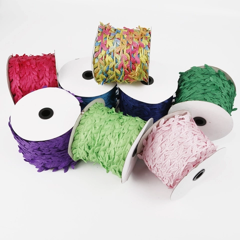 Nastro Artificiale a Foglia Colorata in Tessuto di Poliestere Bordo in Pizzo per DIY Artigianato Regalo Matrimonio Decorazione