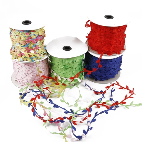 Nastro Artificiale a Foglia Colorata in Tessuto di Poliestere Bordo in Pizzo per DIY Artigianato Regalo Matrimonio Decorazione