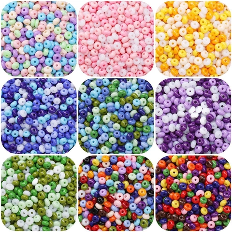 Perles en Verre Colorées Perles de Rocaille Abaque pour Fournitures de Fabrication de Bijoux DIY Accessoires de Bracelet Collier Cadeau