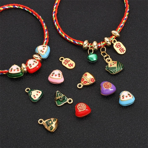 Legering Emaille Rijstbal Bedeltjes Drakenbootfestival Gelukkige Fu Hangers Handgemaakte DIY Sieraden Maken Ketting Armband Materialen