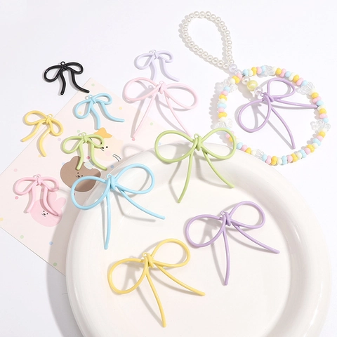 Pendentifs Nœud en Alliage Couleur Macaron Doux Artisanat de Laque Fournitures de Fabrication de Bijoux DIY pour Collier Bracelet