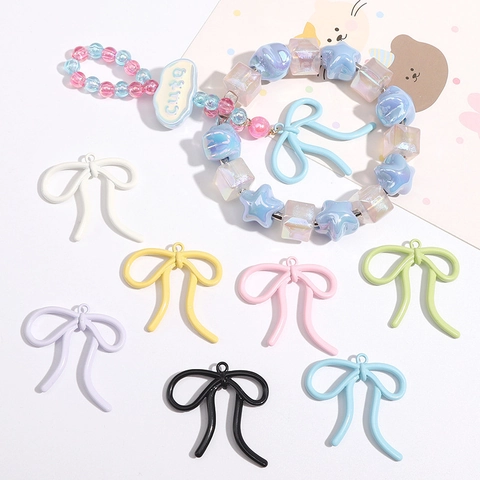 Pendentifs Nœud en Alliage Couleur Macaron Doux Artisanat de Laque Fournitures de Fabrication de Bijoux DIY pour Collier Bracelet